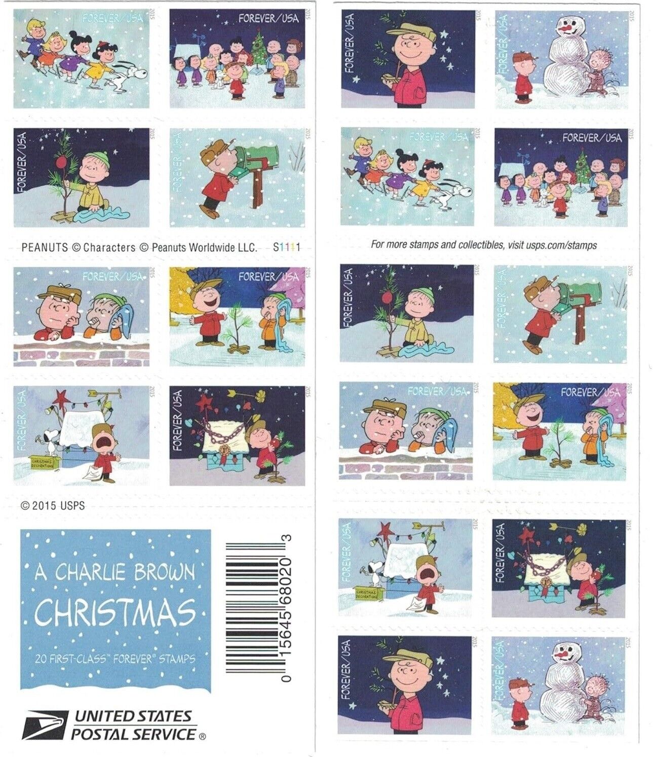 A Charlie Brown Christmas Forever Postage Stamps