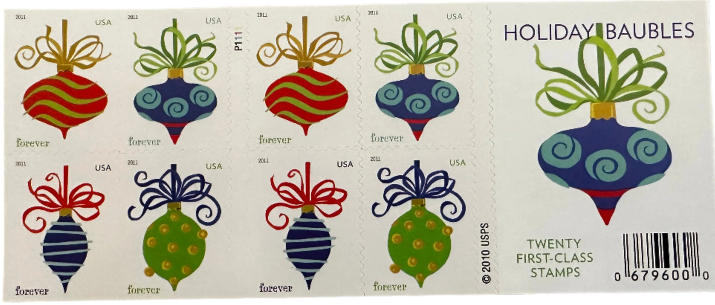 Holiday Baubles Forever Postage Stamps