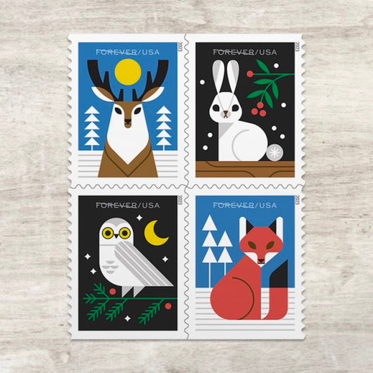 Winter Woodland Animals Forever Postage Stamps