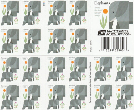 Cartoon Elephants Star Forever Postage Stamps