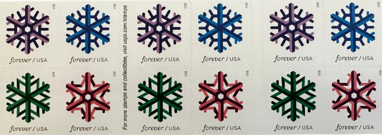 Geometric Snowflakes Forever Postage Stamps