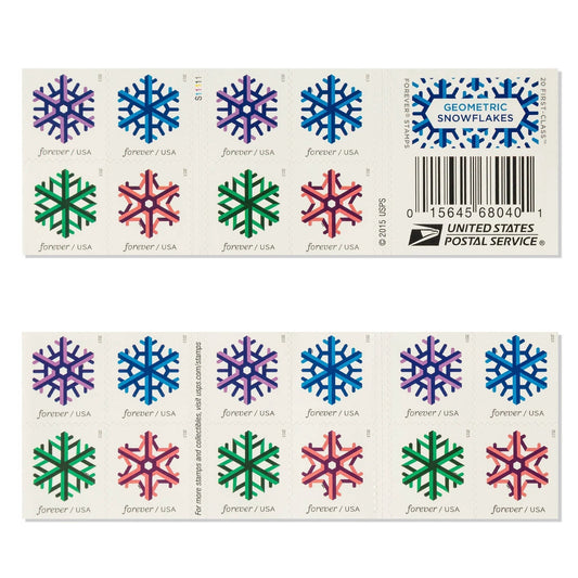 Geometric Snowflakes Forever Postage Stamps