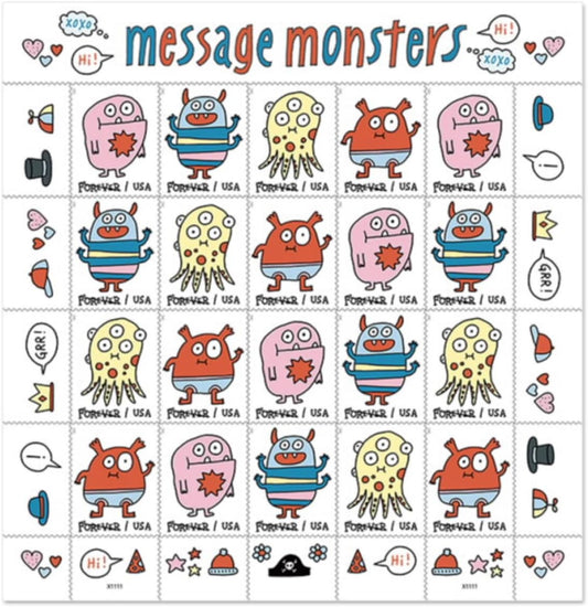 Message Monsters Ready to Bring a Smile to Your Mail Forever Postage Stamps