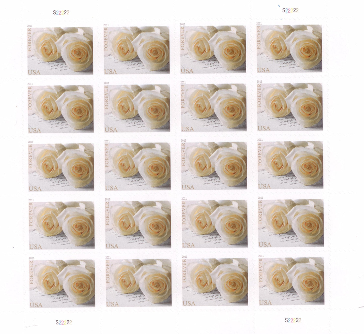 White Wedding Rose Forever Stamps