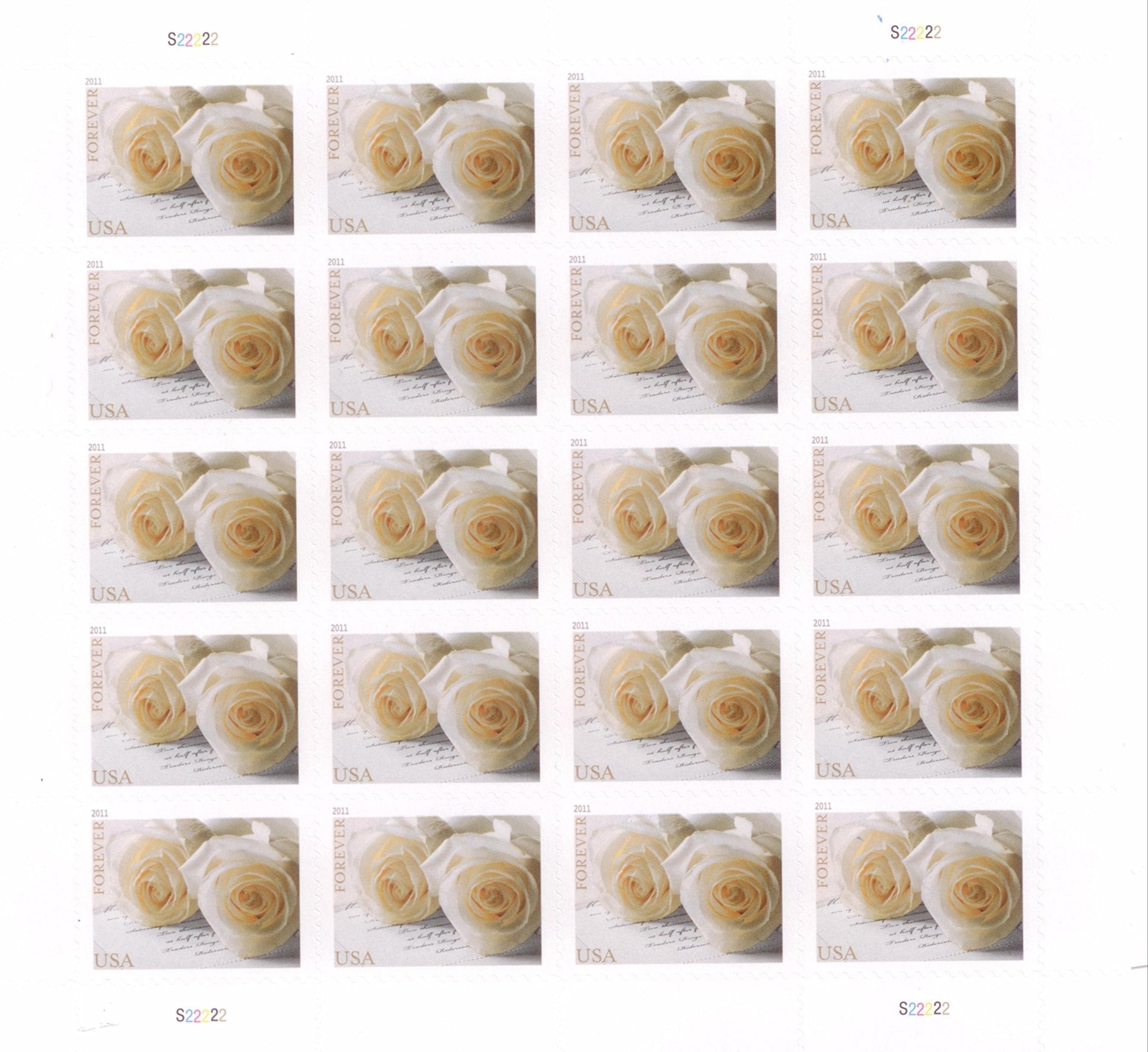 White Wedding Rose Forever Stamps