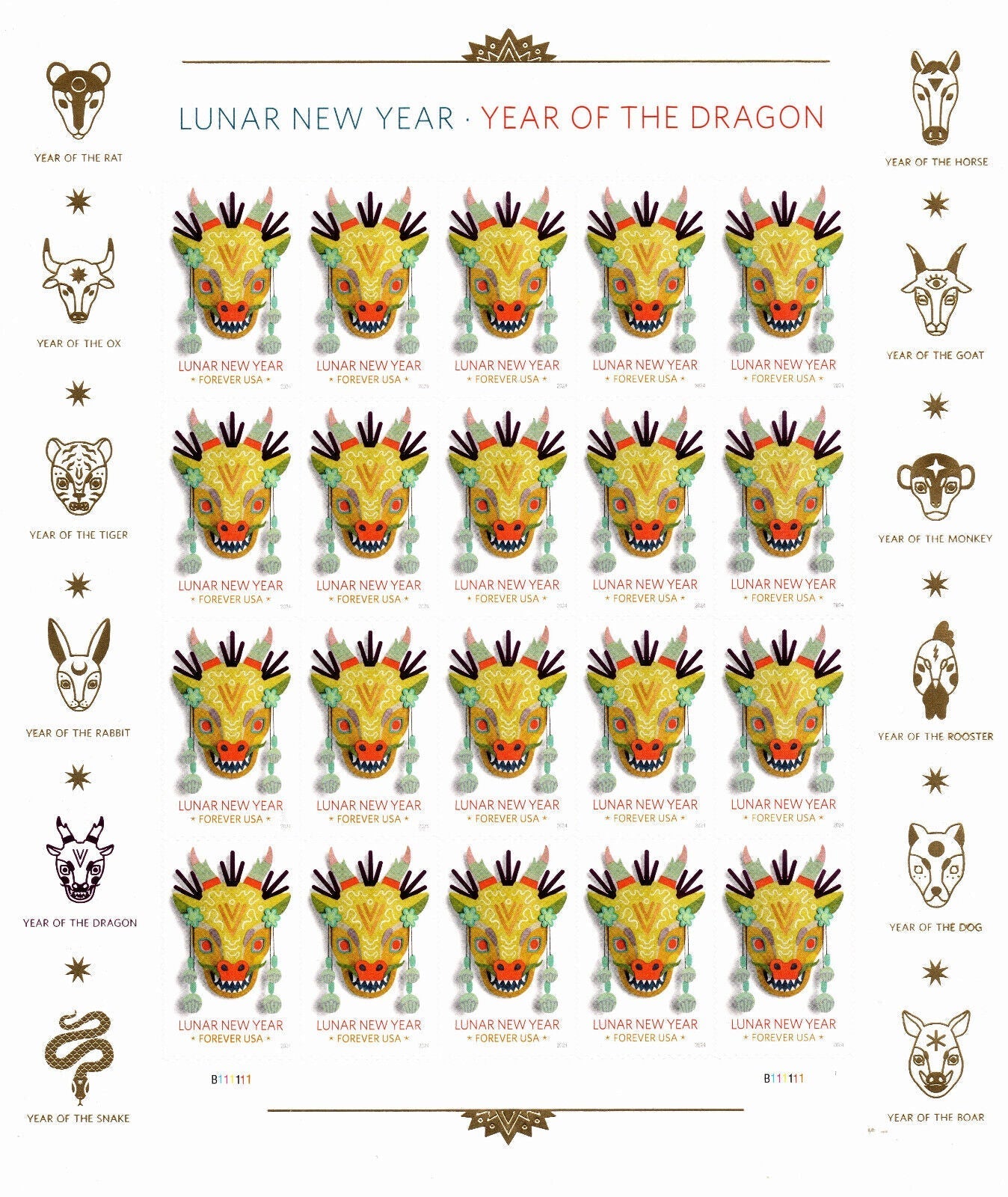 Year of the Dragon Celebrates Lunar New Year Forever Postage Stamps