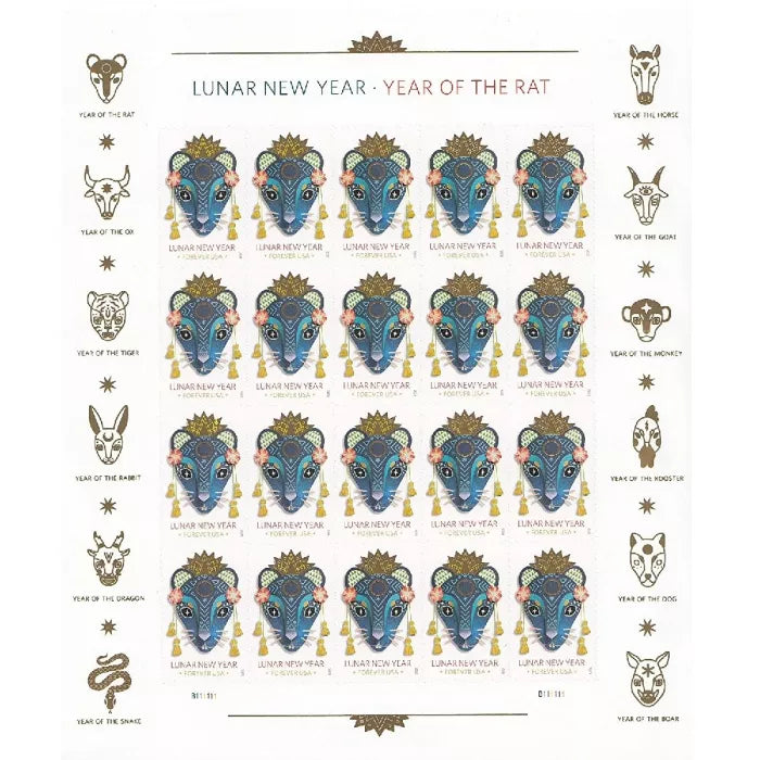 Year of the Rat Celebrates Lunar New Year Forever Postage Stamps