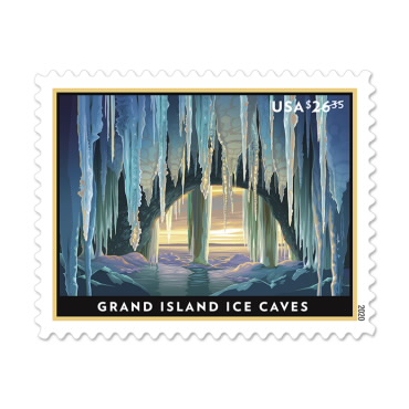  Grand Island Ice Caves stamp 